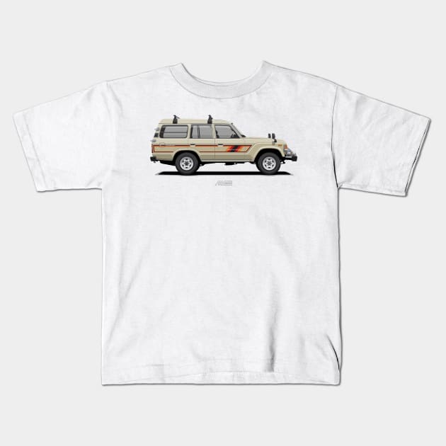 Land Cruiser 60 High Roof Tan Color Kids T-Shirt by ARVwerks